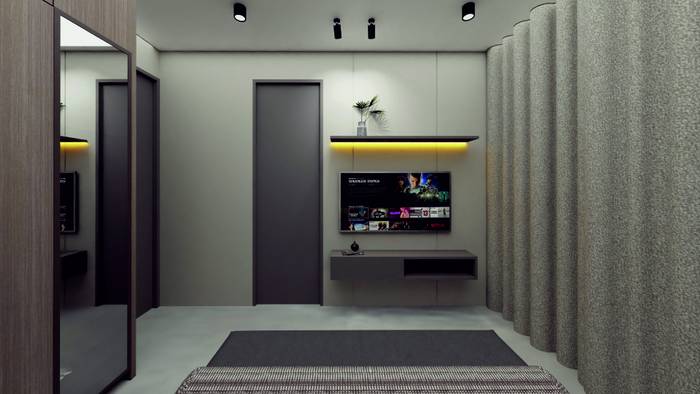 Master bedroom TV unit and wardrobe wall