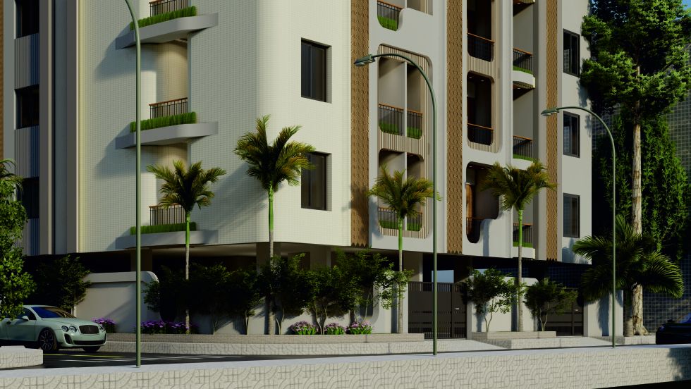 Parking area and entrance at Chahat Residency