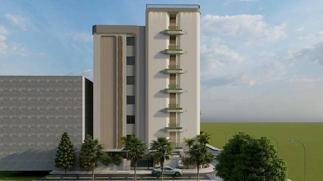 Side elevation of Chahat Residency with stacked balconies